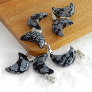Obsidiaan sneeuwvlok hanger (halve maan)