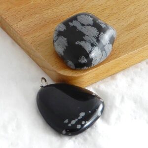Obsidiaan sneeuwvlok hanger groot