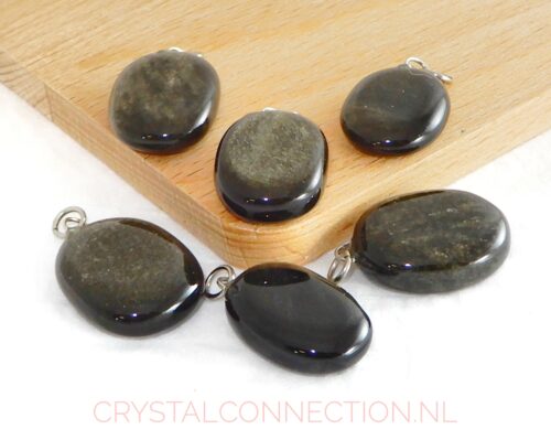 Obsidiaan goud-zilver-zwart hanger