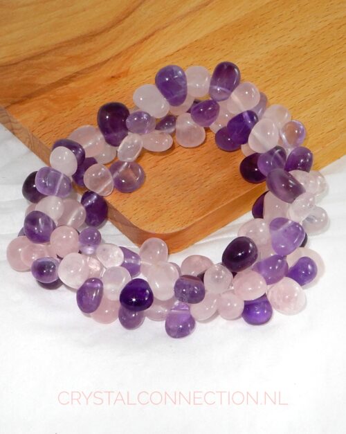 Amethist-rozekwarts armband