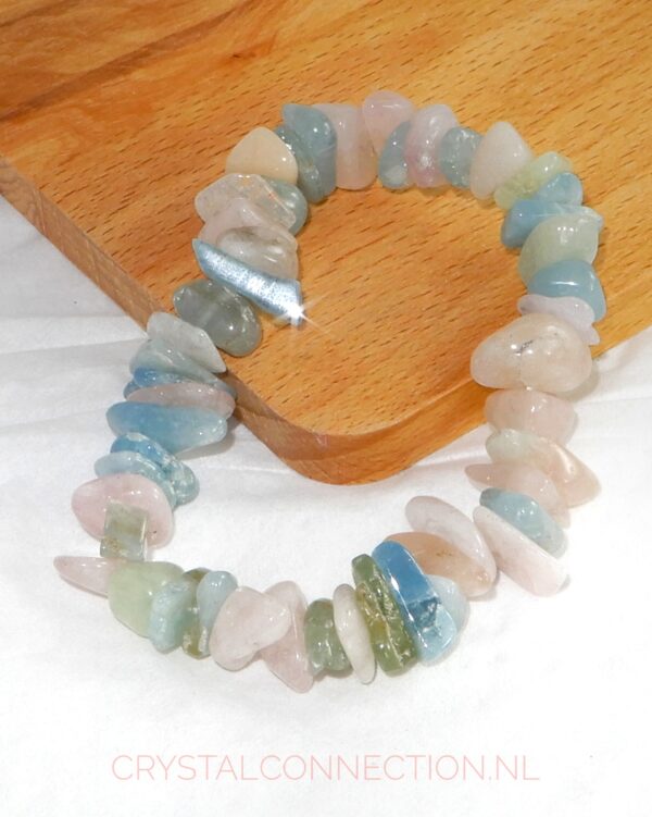 Aquamarijn met morganiet armband