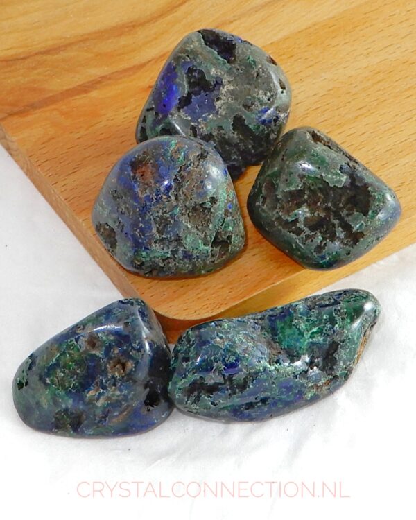 azuriet-malachiet-trommelsteen Azuriet-malachiet schijfsteen