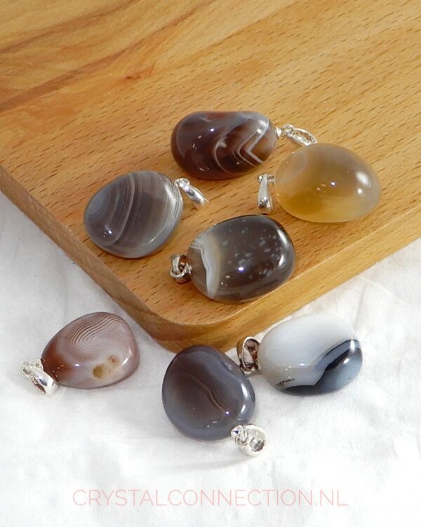 botswana-agaat-hanger-zilv-oogje Prehniet hanger