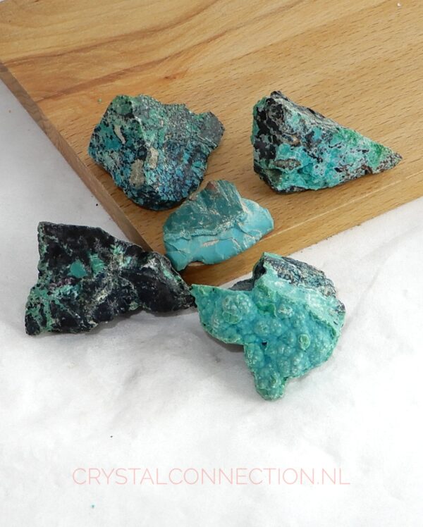 Chrysocolla en Chrysocolla-Turkoois ruw