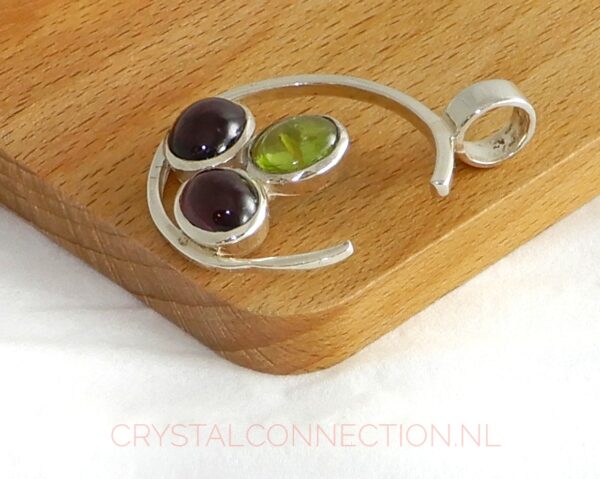 Granaat-Peridoot zilveren hanger