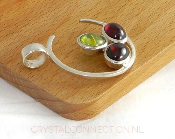 Granaat-Peridoot zilveren hanger