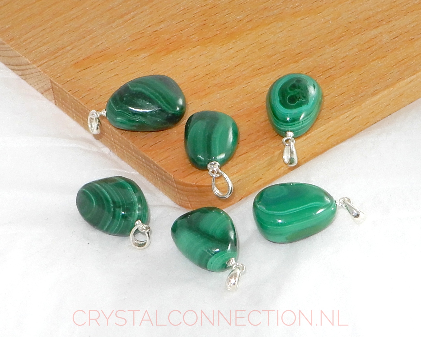 Malachiet hanger zilv. oogje