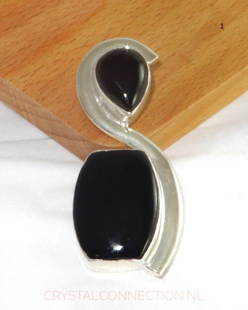 Onyx zilveren hanger