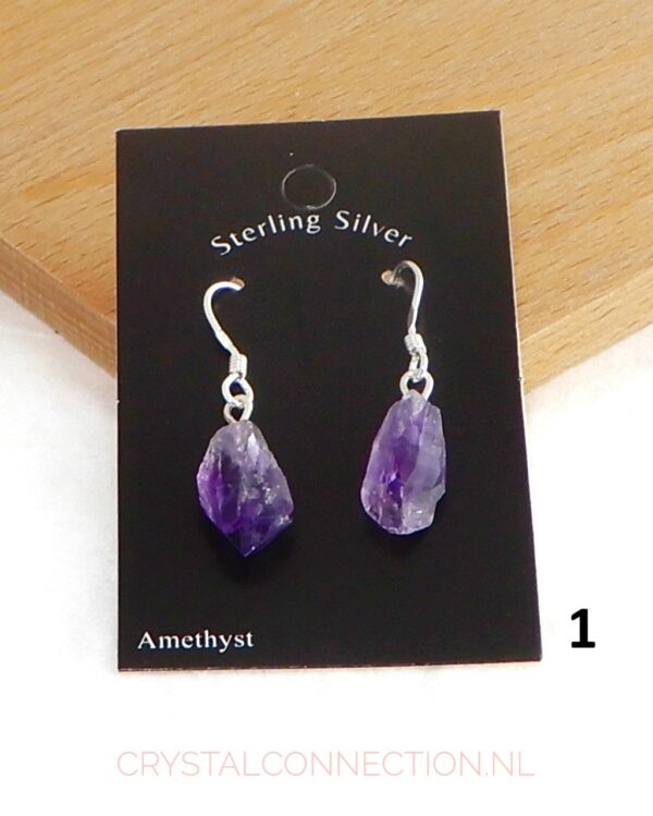 Amethist oorhanger zilver