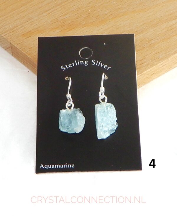 Aquamarijn oorhanger zilver