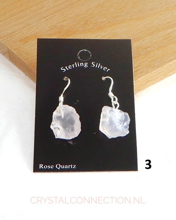 Rozekwarts oorhanger zilver