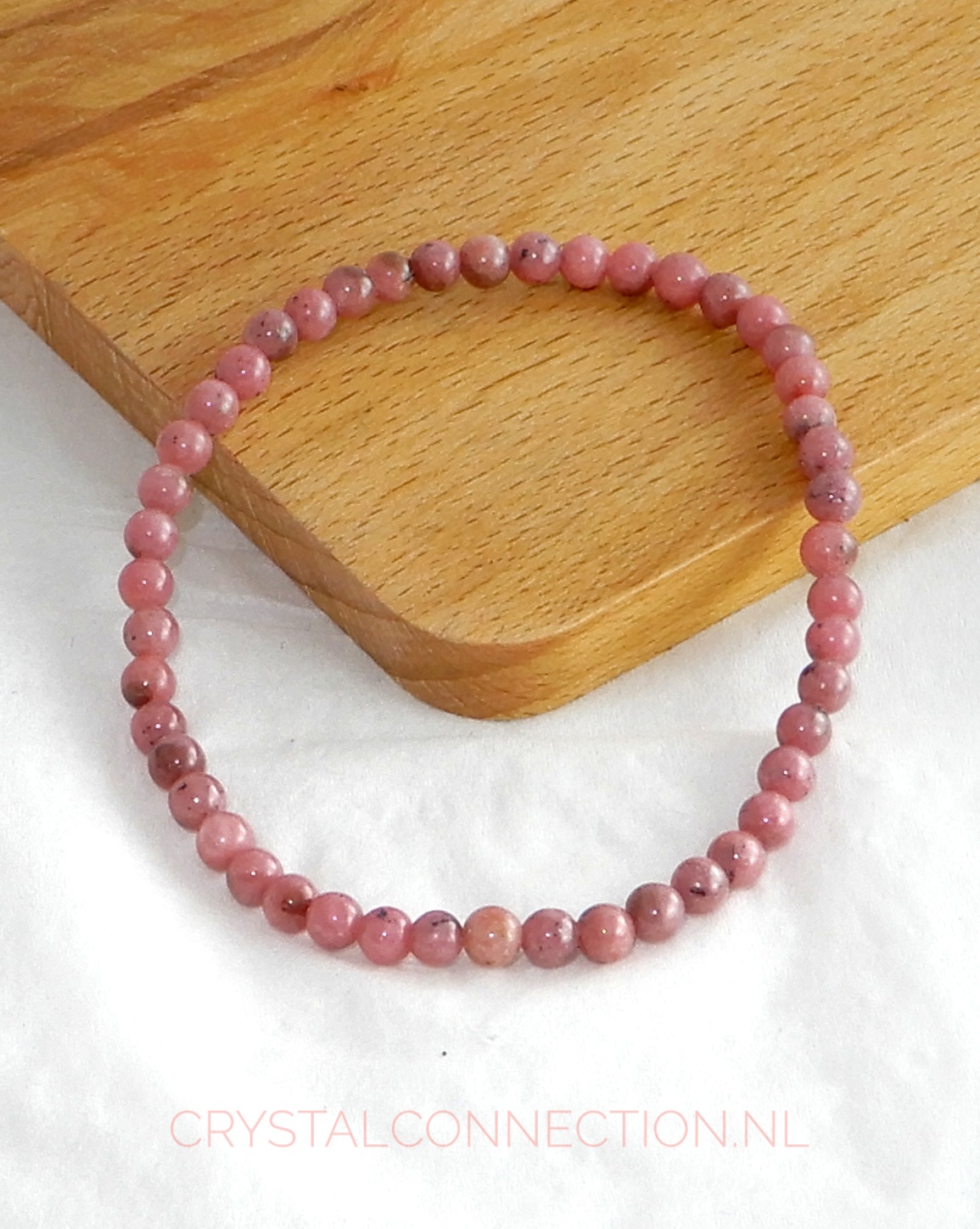 Rhodoniet kogel armband 4mm