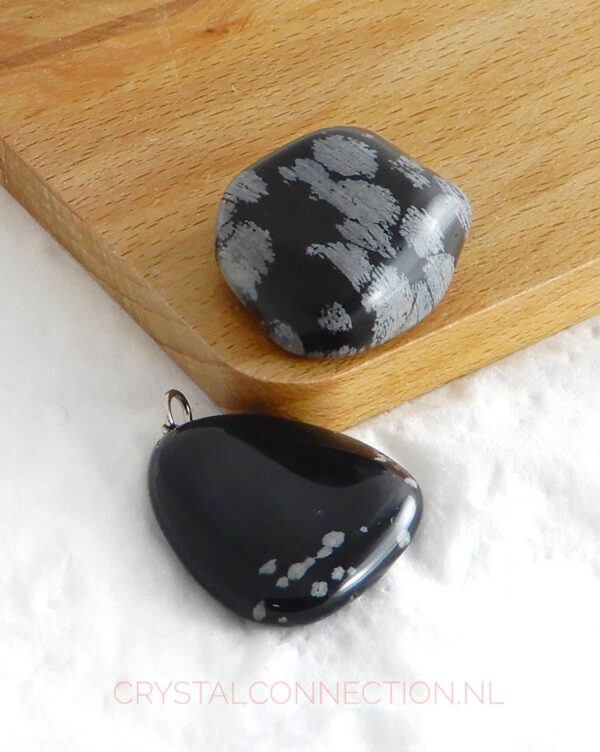 Obsidiaan sneeuwvlok hanger groot