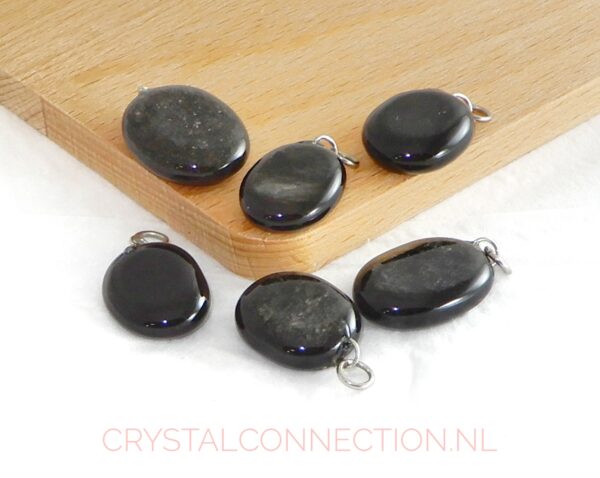 Obsidiaan goud-zilver-zwart hanger