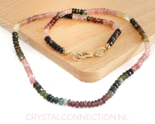 Toermalijn multi facet geslepen ketting